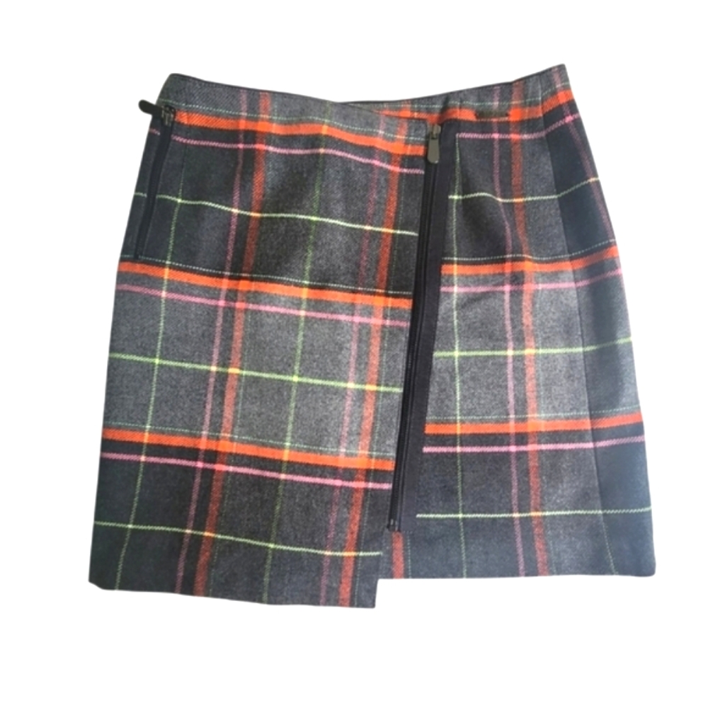 Tuzzi Plaid Tartan Mini Skirt Gray Orange 4 Preppy Meangirl Clueless